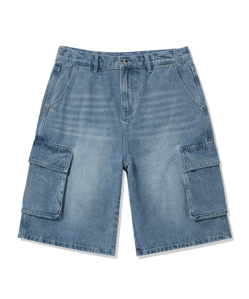 WASHED DENIM CARGO SHORTS - Image 3